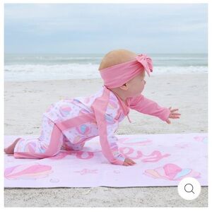 Caden Lane LONG SLEEVE RASH GUARD SWIM ROMPER FULL LENGTH Shell Yeah